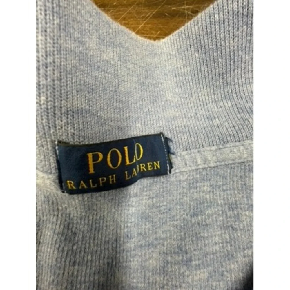 Polo Ralph Lauren Mens‎ Light Blue Heather Quarter Zip Pullover Sweater Large